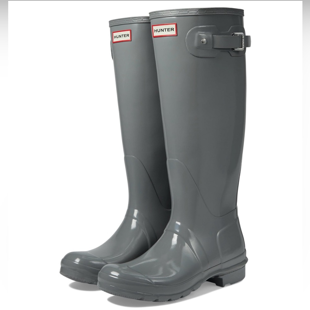 Hunter Tall Gloss Rain Boots in Gray